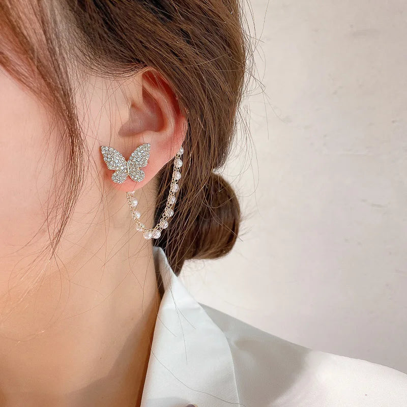 1PC New Fashion Gold Color Moon Star Clip Earrings For Women Simple Butterfly Fake Cartilage Long Tassel Ear Cuff Jewelry Gifts GONZALES ONLINE SHOP