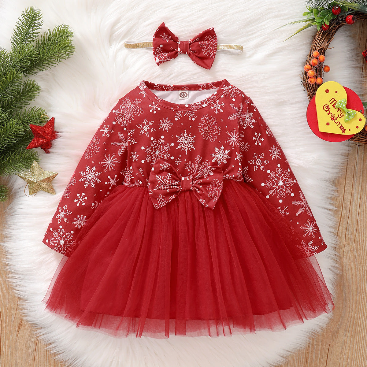 Christmas Baby Girls' Snowflake Print Dress GONZALES ONLINE SHOP