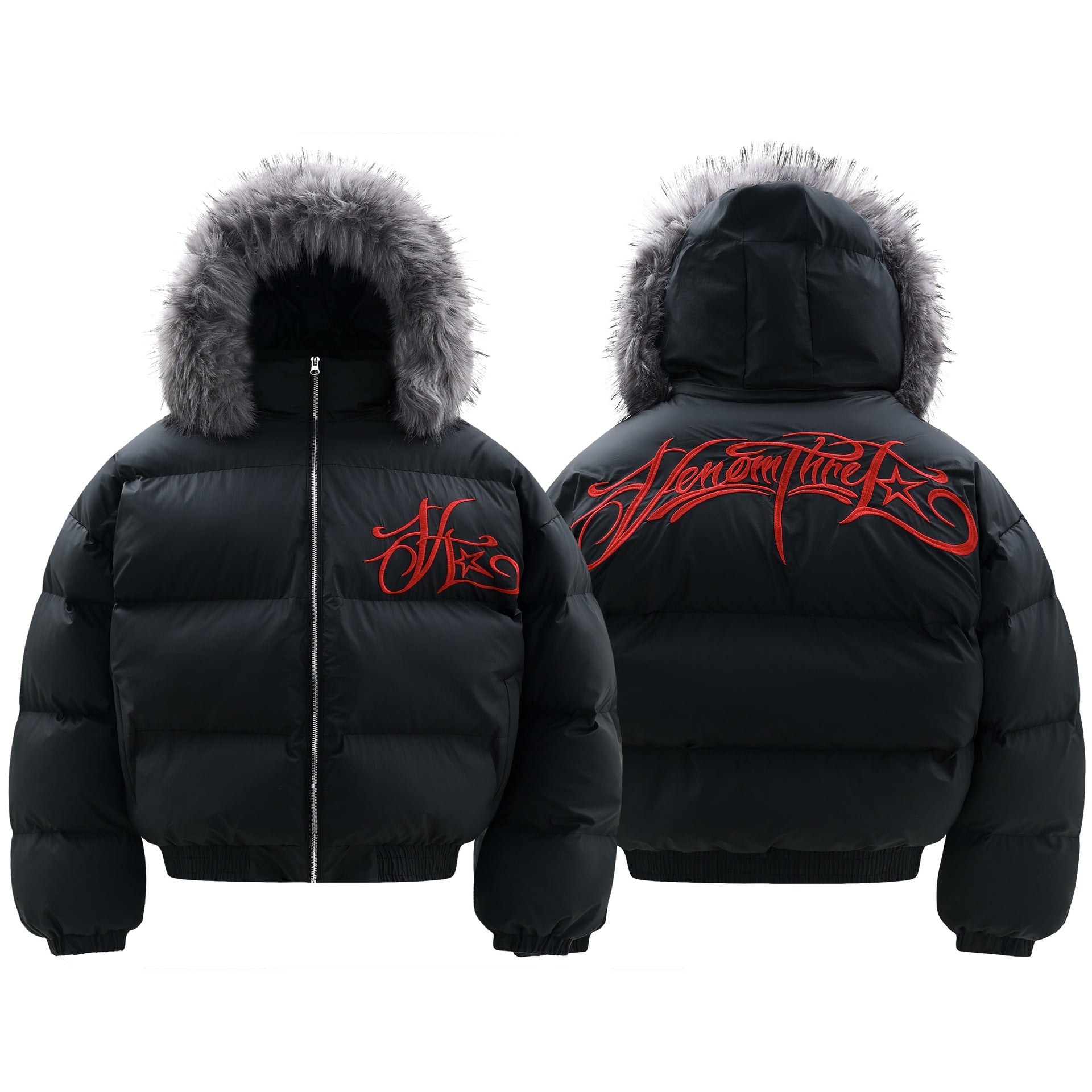 Detachable wool-collared hooded cotton-padded jacket, loose and thick warm bread jacket Hypersku