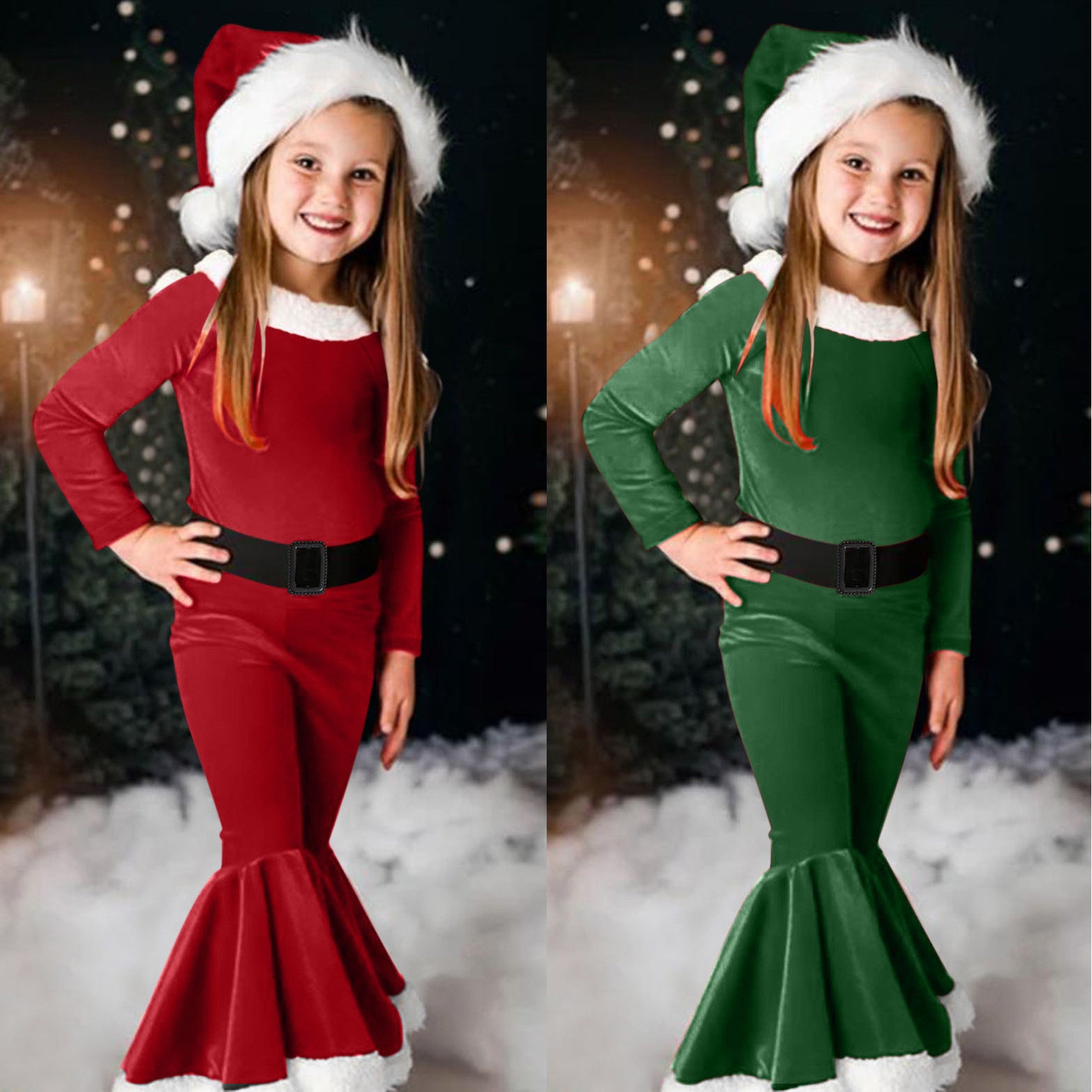 Girls Christmas Long-sleeved Flared Dress GONZALES ONLINE SHOP