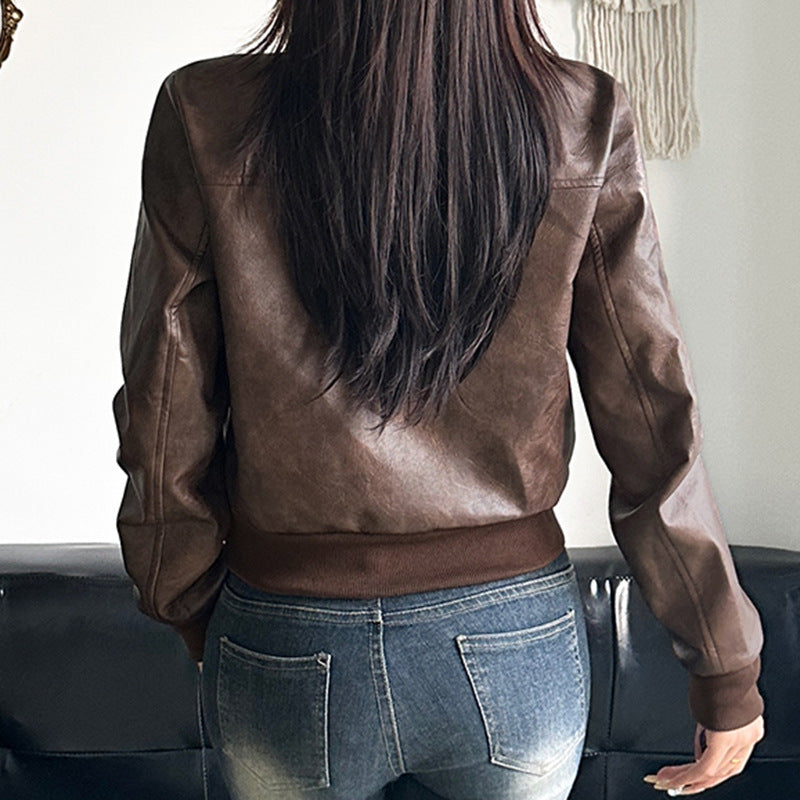 Fur Dark Leather Coat Hypersku