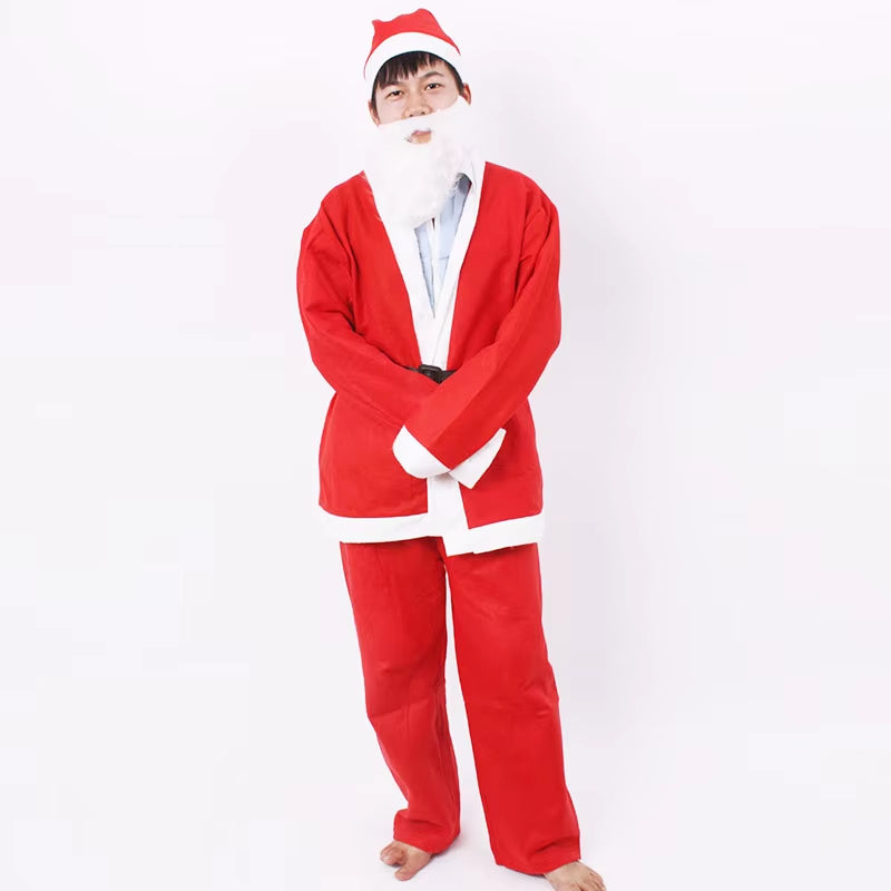 Santa Claus Costume Men and Women Children Dress up Gold Velvet Christmas Clothes Costume Christmas Show