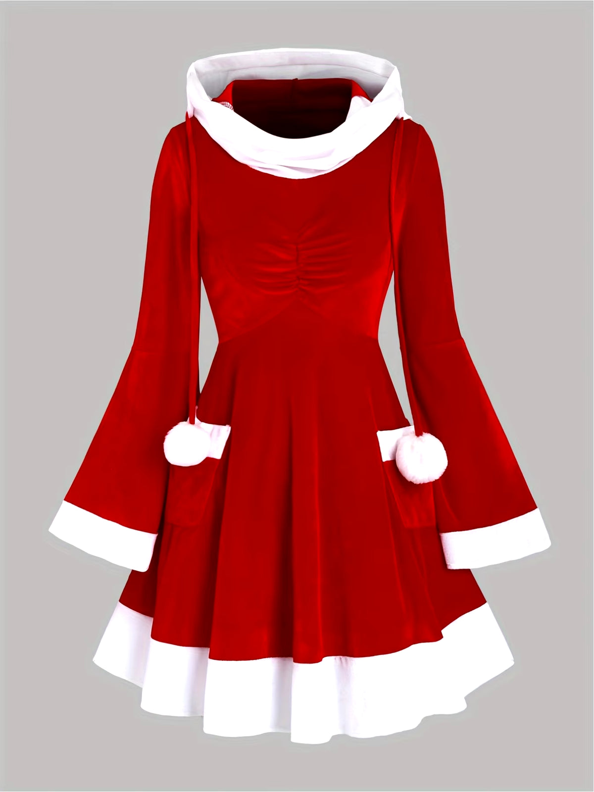 Chic Red Hooded Dress for Women - Perfect for Christmas Parties and Holiday Celebrations