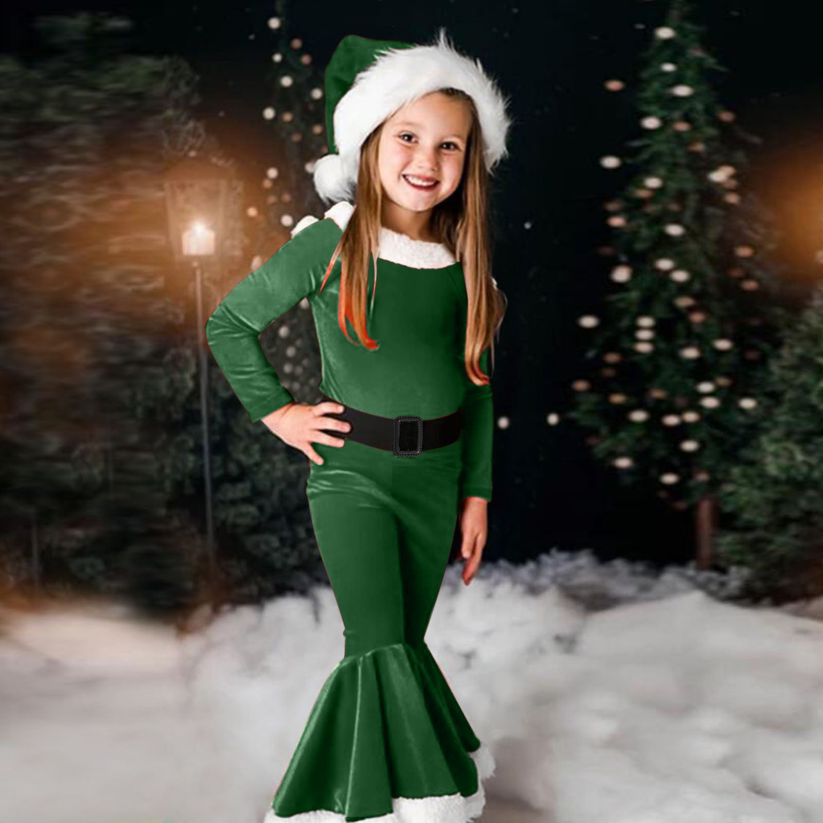 Girls Christmas Long-sleeved Flared Dress GONZALES ONLINE SHOP