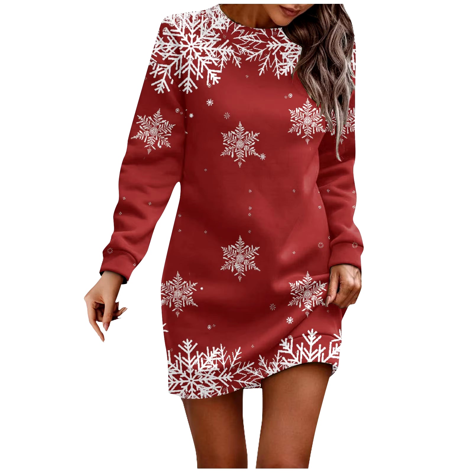 2024 Повседневное Платье Long Sleeve Dress for Women Casual Christmas Printed Pullover Hip Pack Dress Sweater Dress Autumn