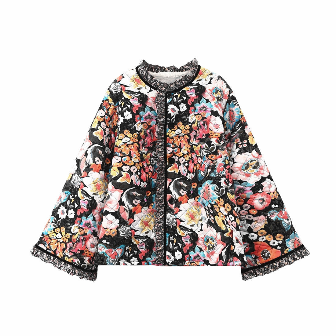 Autumn and winter printed faux cashmere cotton clothes are comfortable and casual, with flared sleeves and loose women's cotton clothes Hypersku