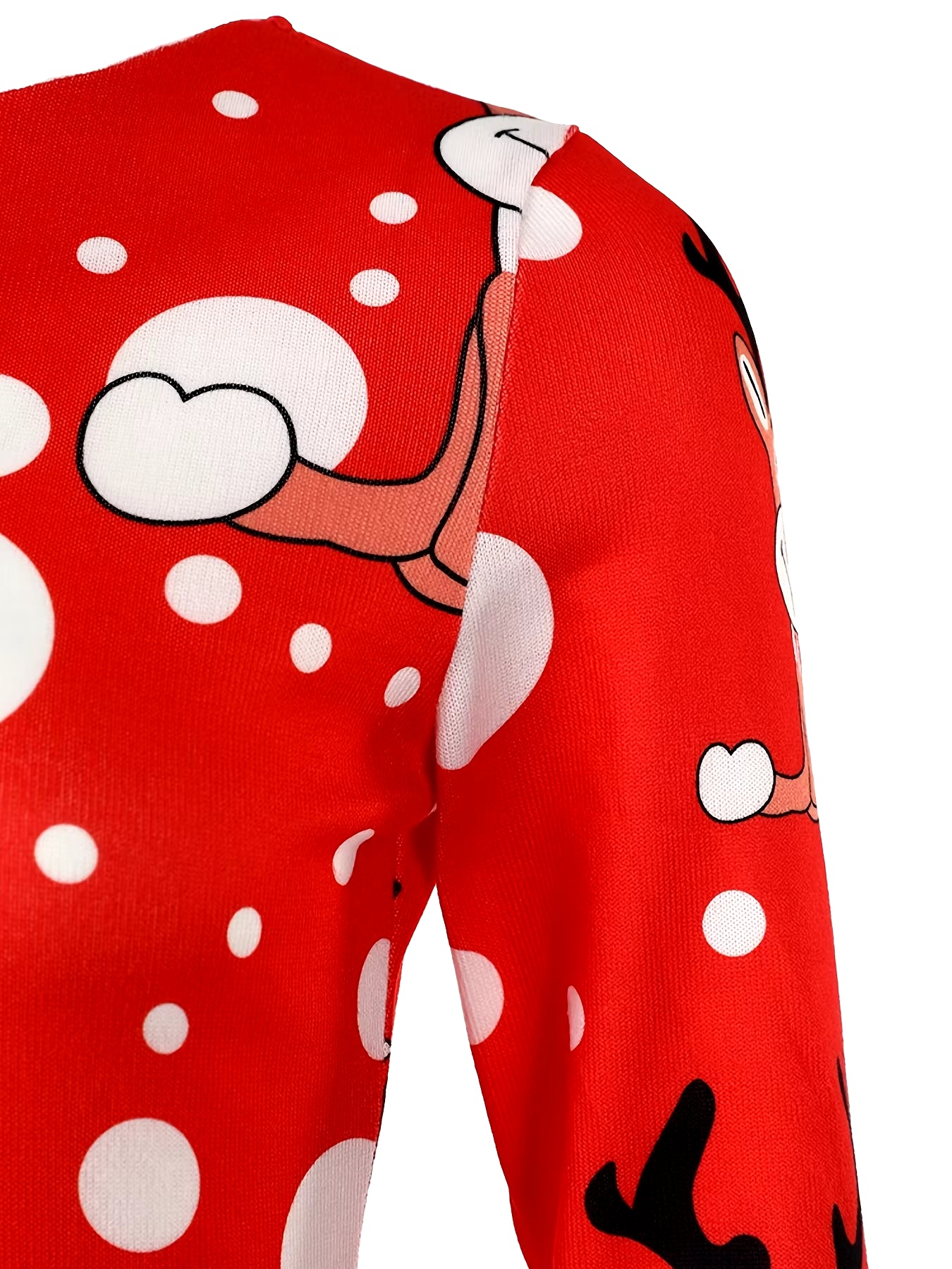 Autumn and Winter Festival New Print Cartoon Pattern Red Dress Knitting High Strecth O-Neck Original Design Christmas Partydress