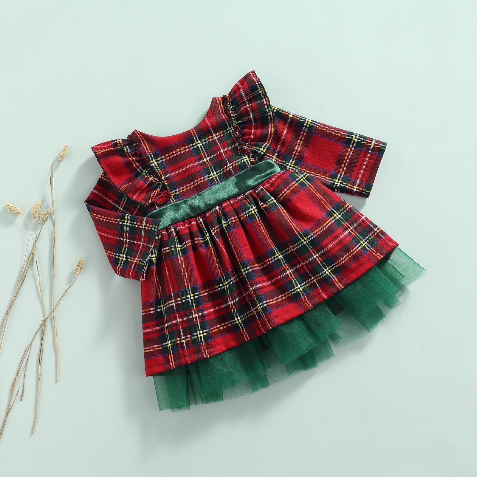 Girls Kids Red Checkered Bow Christmas Dress GONZALES ONLINE SHOP