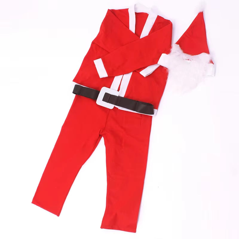 Santa Claus Costume Men and Women Children Dress up Gold Velvet Christmas Clothes Costume Christmas Show