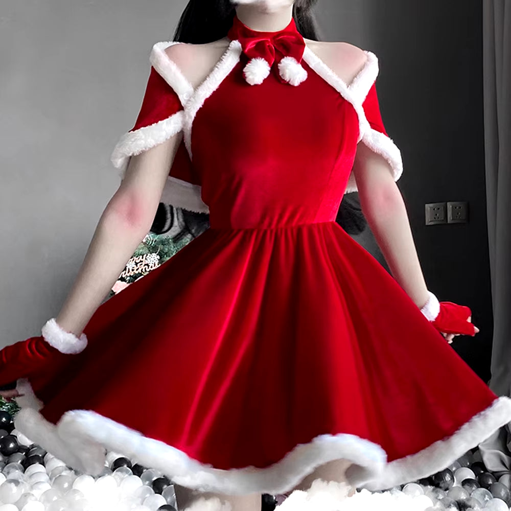 Women Christmas Xmas Sexy Lady Santa Claus Cosplay Costume Lingerie Winter Red Dress Maid Waitress Uniform