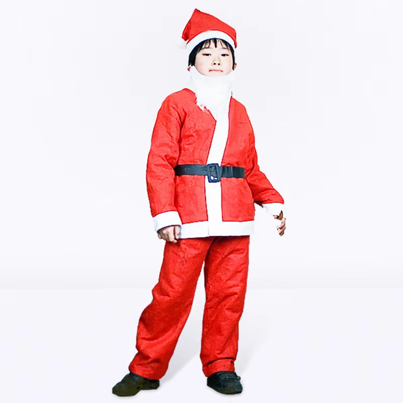 Santa Claus Costume Men and Women Children Dress up Gold Velvet Christmas Clothes Costume Christmas Show