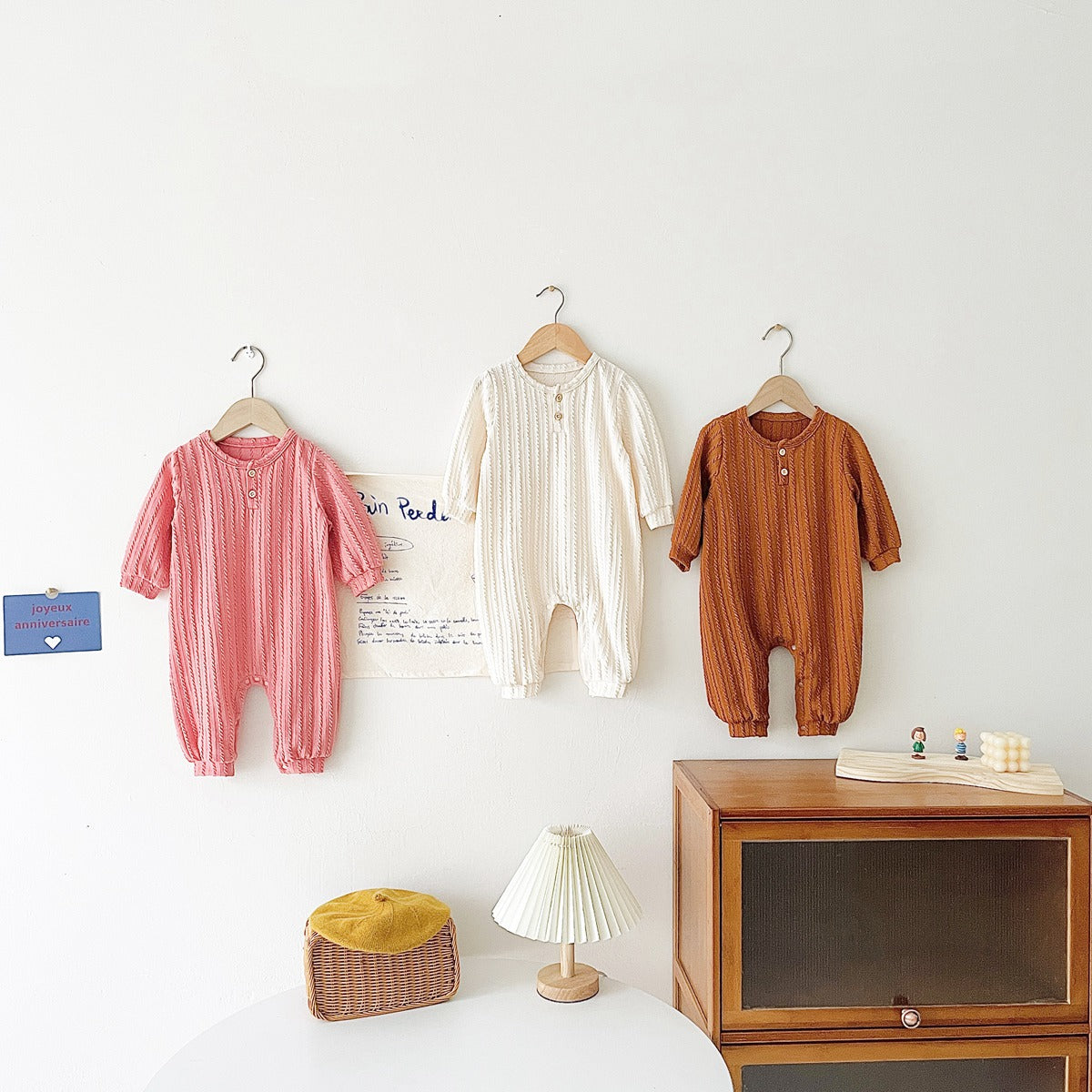 Baby Solid Color Long Sleeve Soft Cotton Simple Style Romper MyKids-USA