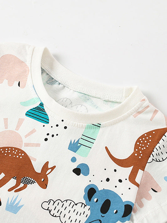 Boys’ Animals Cartoon Pattern Short Sleeves T-Shirt In European And American Style For Summer MyKids-USA