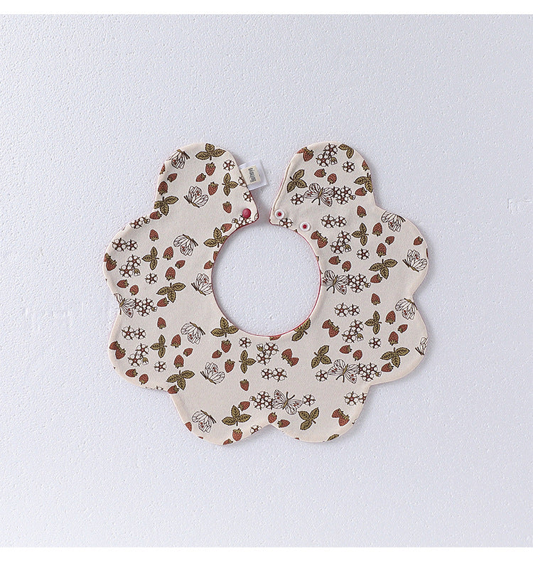 Adorable Simple Pattern Cotton Snap-on Flowers Shaped Bib MyKids-USA