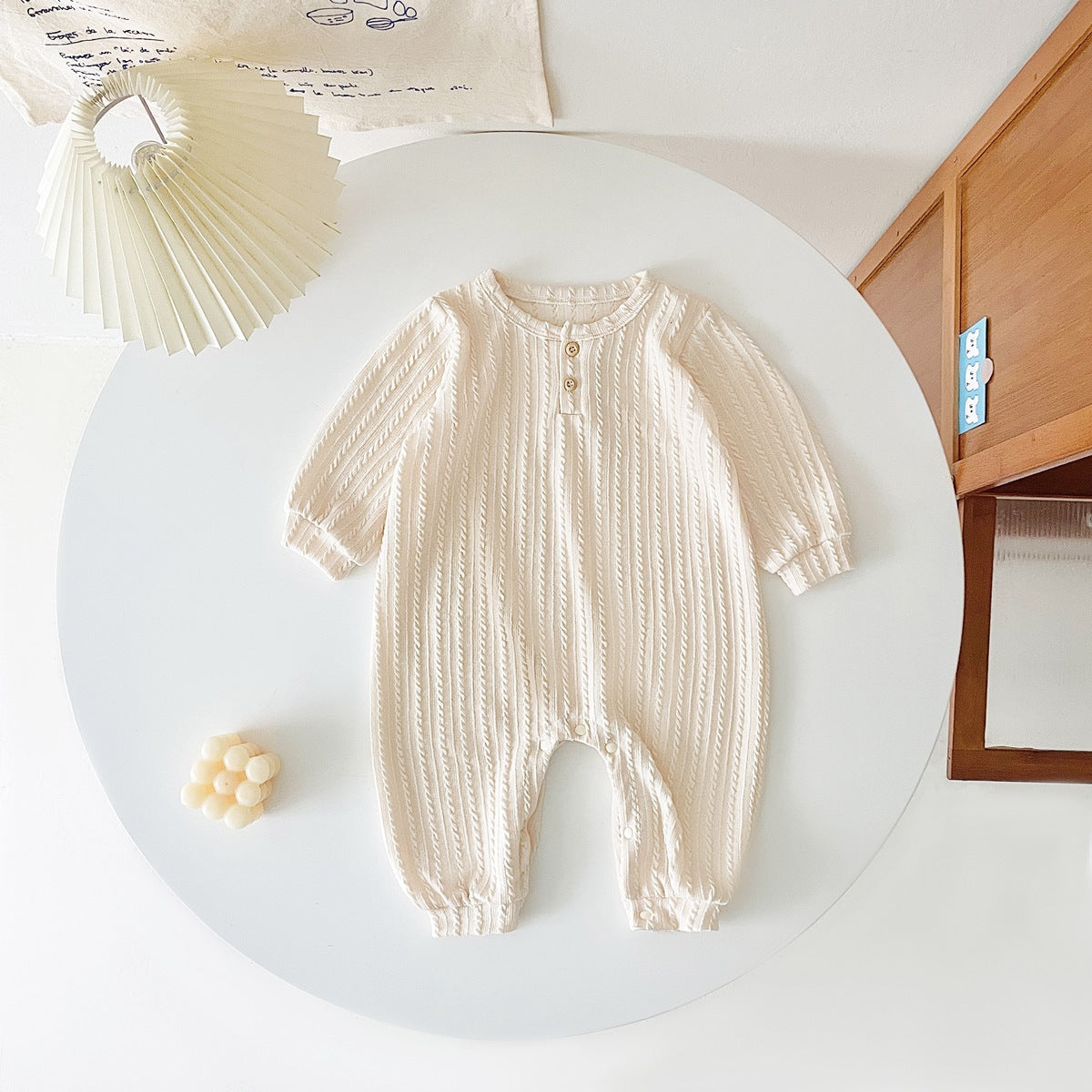 Baby Solid Color Long Sleeve Soft Cotton Simple Style Romper MyKids-USA