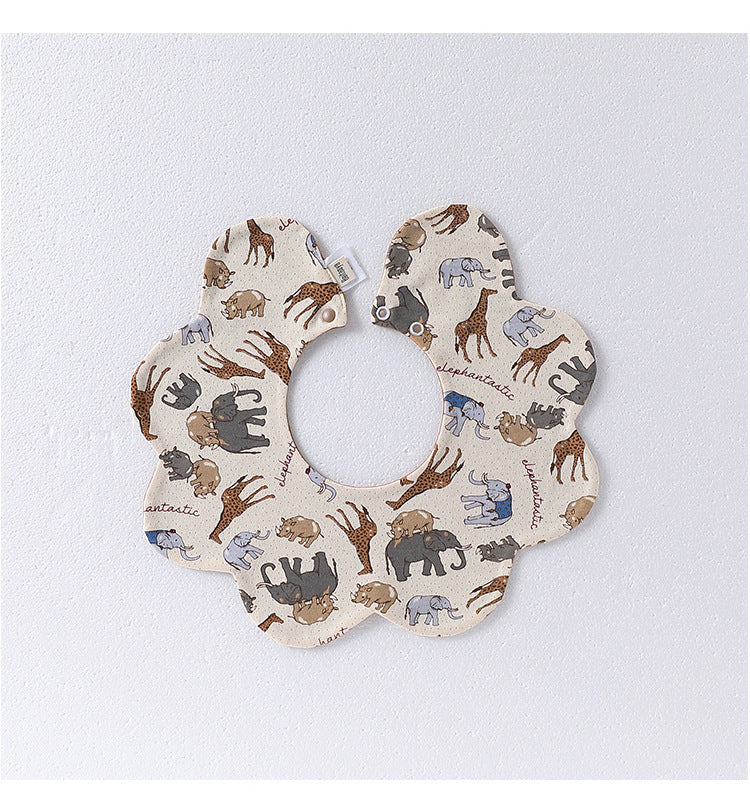 Adorable Simple Pattern Cotton Snap-on Flowers Shaped Bib MyKids-USA