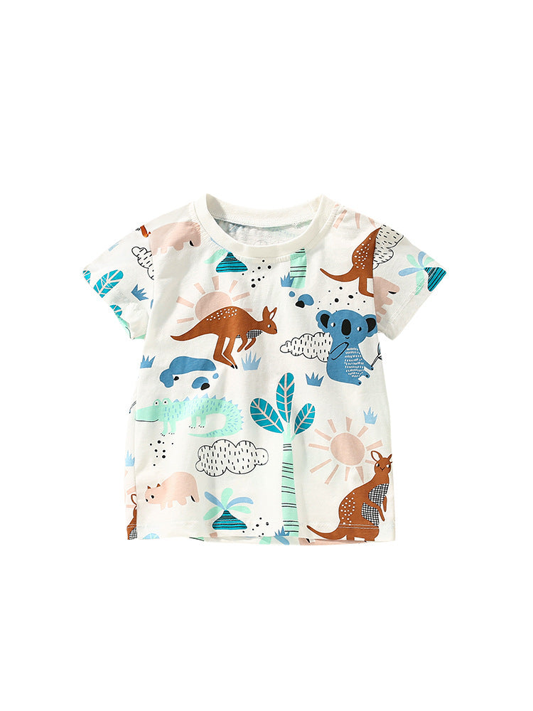 Boys’ Animals Cartoon Pattern Short Sleeves T-Shirt In European And American Style For Summer MyKids-USA